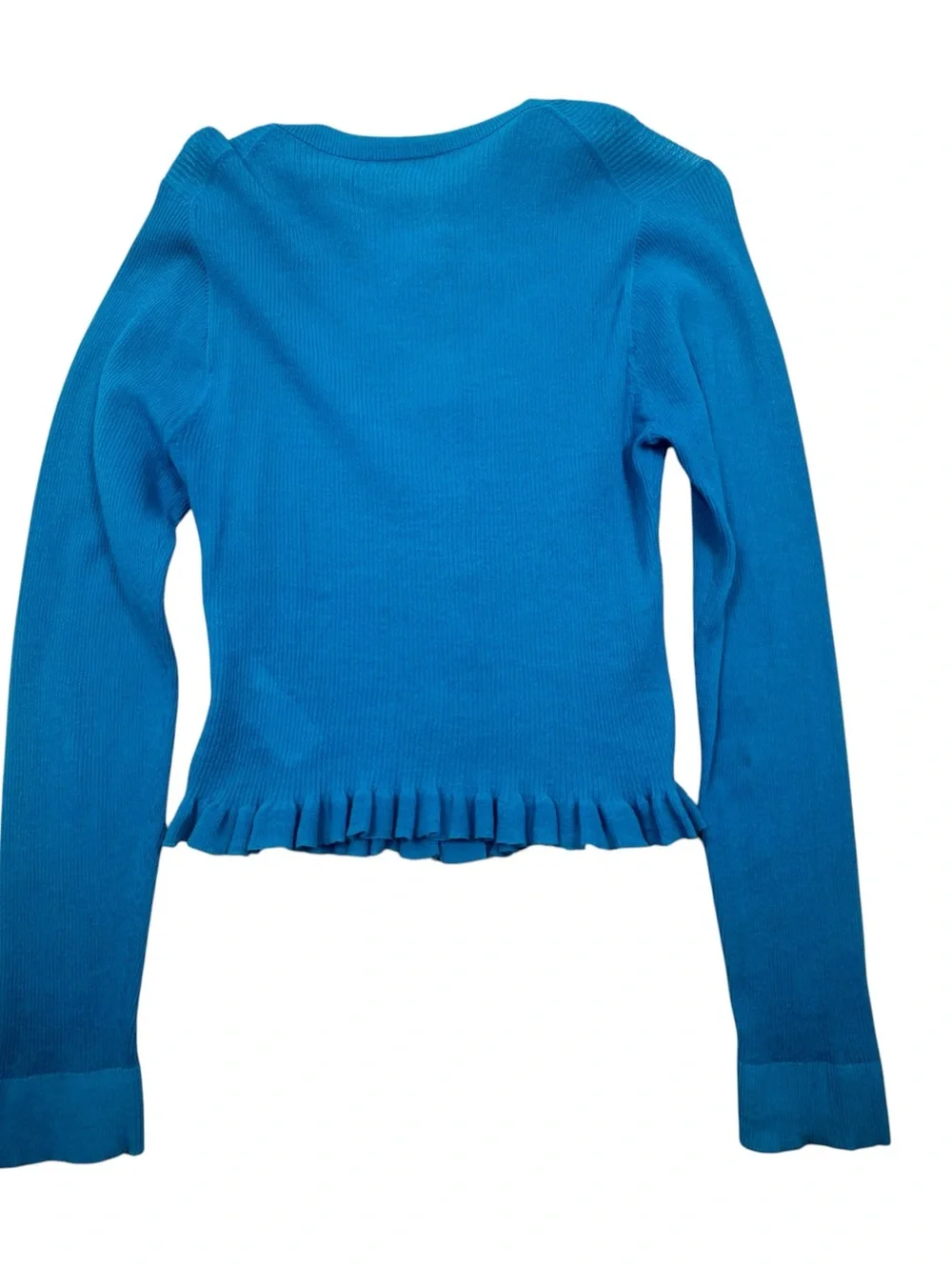 J.Crew‎ Ruffle-trim cotton gauze cardigan in Prussian Blue sz M